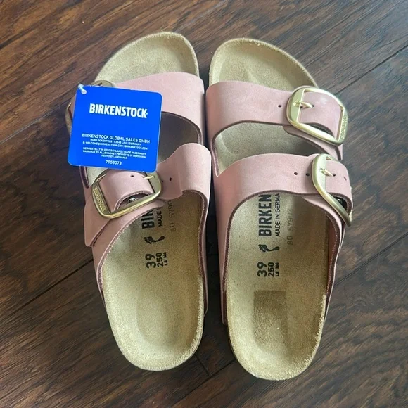 Birkenstock Arizona Big Buckle Nubuck Leather in Old Rose. - Picture 1 of 2